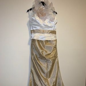 Gold & White Taffeta  Dress- Brand New